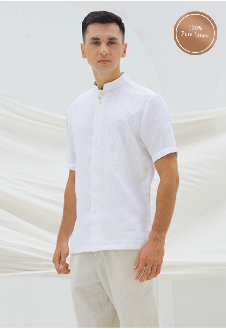Rumi Embroidery Short Sleeves 100% Pure Linen