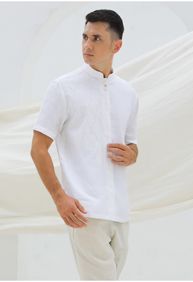 Rumi Embroidery Short Sleeves 100% Pure Linen